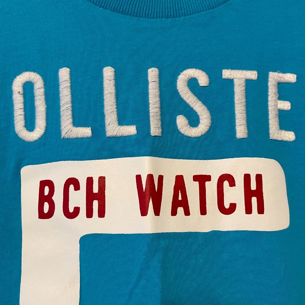 Hollister Men’s Large Aqua Blue Front Logo Short Sleeve Soft Tee Shirt Top - Picture 9 of 16